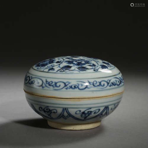 CHINESE ANCIENT BLUE AND WHITE PORCELAIN BOX 中國古代青花盒