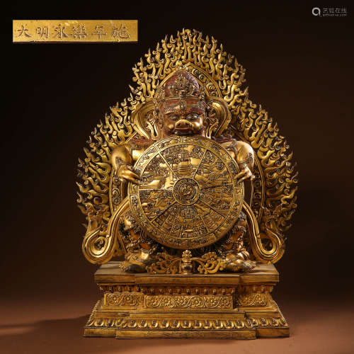 ANCIENT CHINESE TIBETAN GILT BRONZE BUDDHA STATUE 中國古代藏傳銅鎏金佛像