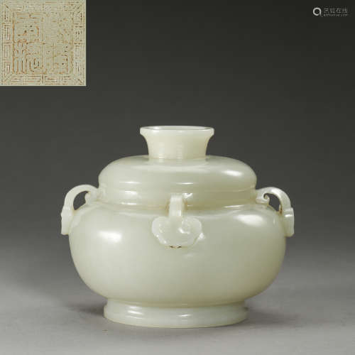 ANCIENT CHINESE HETIAN JADE JAR 中國古代和田玉罐