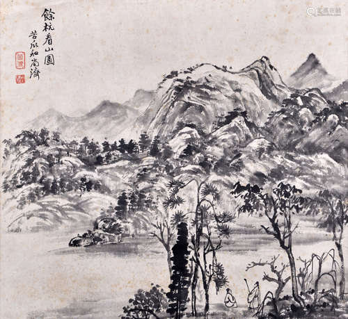 石濤 餘杭看山圖 水墨紙本立軸