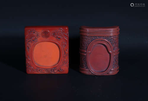 Two Glass Ink Stand Qing Dynasty