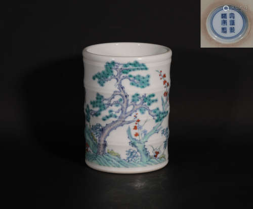 A Doucai Brush-pot Qianlong Period