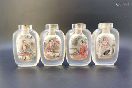 A Group of Inside Painted Rock Crystal Snuff Bottles