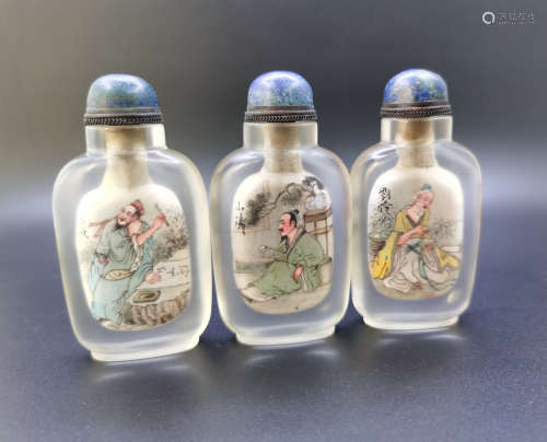 A Group of Inside Painted Rock Crystal Snuff Bottles