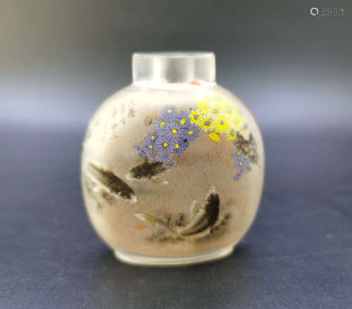 An Inside Painted Rock Crystal Snuff Bottle