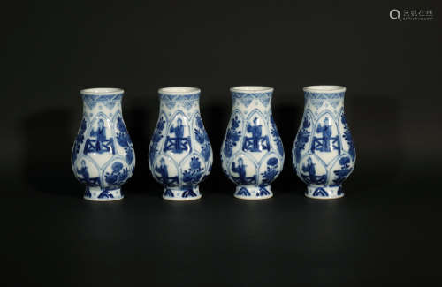 A Group of Blue and White Vases Kangxi Period