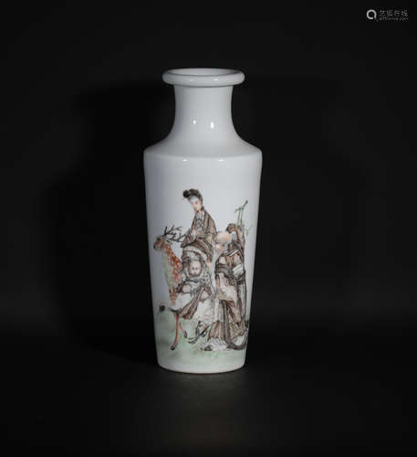 A Famille Rose Figural Vase Republic Period