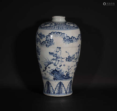 A Blue and White Figures in Landscape Meiping Ming Dynasty