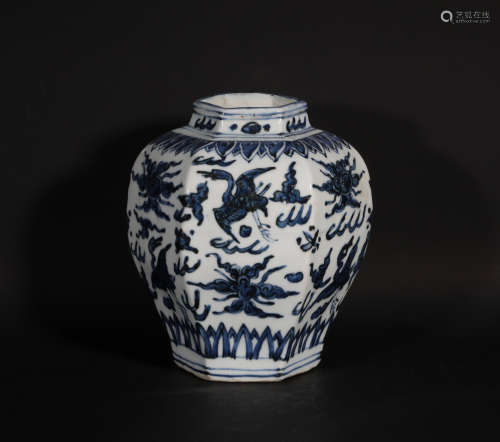 A Blue and White Hexagonal Jar Jiajing Period