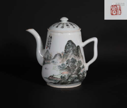 A Grisaille Glazed Kettle Guangxu Period