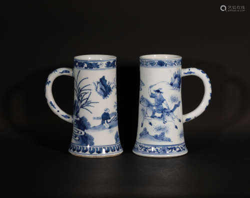 Two Blue and White Cups Chongzhen Period