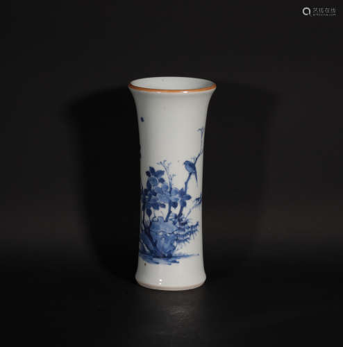 A Blue and White Floral Vase Shunzhi Period