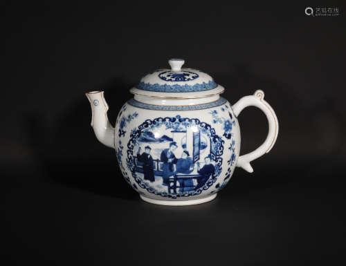 A Blue and White Figural Tea-pot Qianlong Period