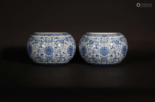 Pair Blue and White Wall Vases Qianlong Period
