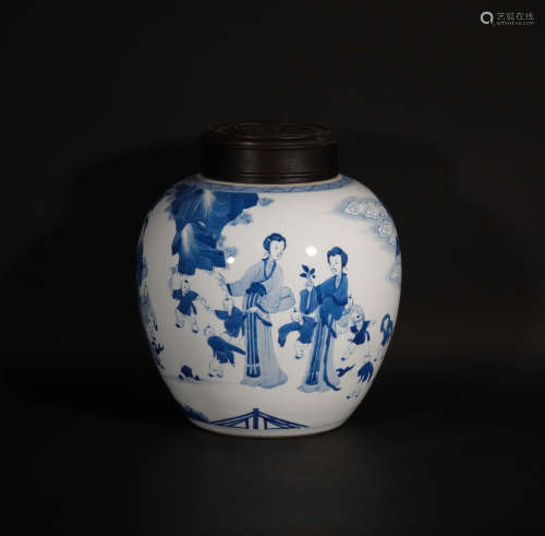 A Blue and White Beauties Jar Kangxi Period