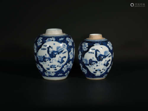 Two Blue and White Jars Kangxi Period