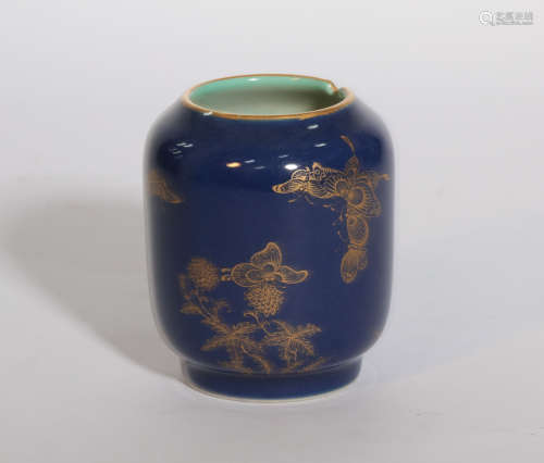 A Blue Glazed and Gilt Jar Qianlong Period