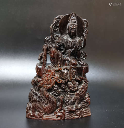 A Carved Organic Material Guanyin Qing Dynasty