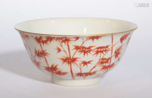 An Iron Red Bamboo Bowl Qianlong Period