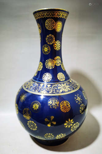 A Blue Glaze and Gilt Decorative Vase Guangxu Period