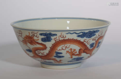 An Underglaze Blue and Iron Red Bowl Qianlong Period