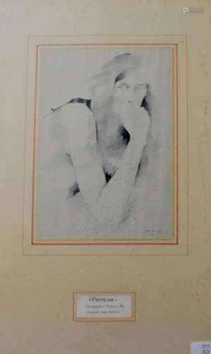 Christopher Stones, PS, (20th Century), 'Pensive', pencil drawing, signed and dated '73 lower