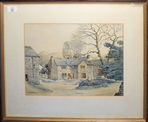 G S Prentice (20th Century), 'Low House, Troutbeck', watercolour, signed lower left, 29 x 39cm,