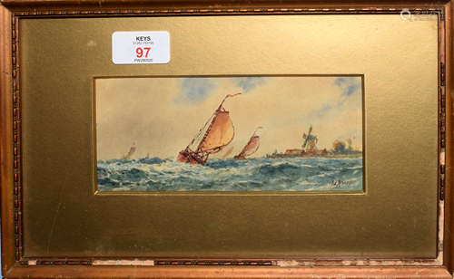 Frederick James Aldridge (1850-1933), Fishing Boats off Worthing, watercolour, signed lower right,