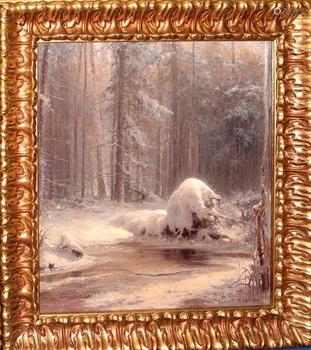 Russian School (Contemporary), Winter Landscape, oil on canvas, indistinctly signed and dated 2009