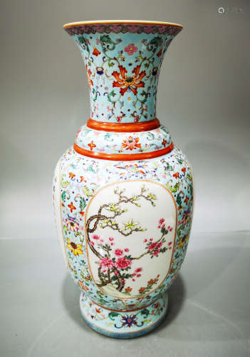 A Famille Rose Vase Jiaqing Period