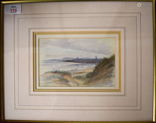 A Hale (19th/20th Century), 'St Andrews from the Links', watercolour, signed lower right and