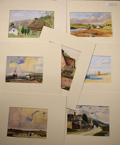 English School (19th Century), Landscapes etc, group of 7 watercolours, assorted sizes, all mounted