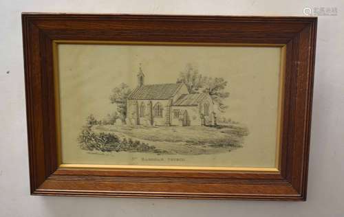 After John Berney Ladbrooke, Titled Norfolk Churches, group of six black and white stone