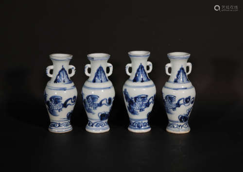 A Group of Blue and White Vases Ming Dynasty