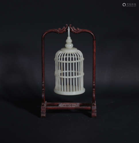 A White Jade Bird Cage Qing Dynasty