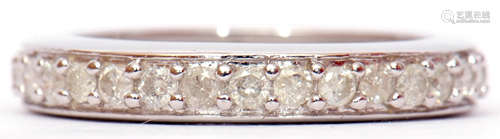 Modern precious metal small diamond full eternity ring, size N/O, gross weight 2.2gms, stamped 375