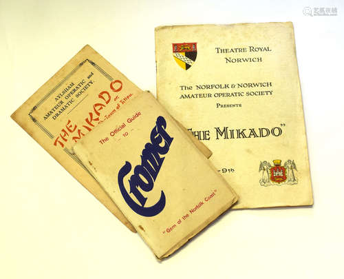 Two mid-20th century concert programs, one for The Mikado by the Aylsham Amateur Operatic and