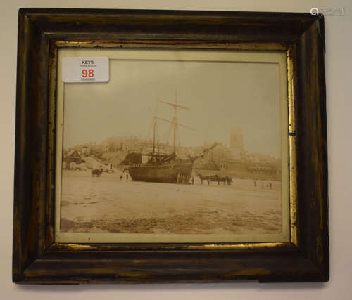 Framed Victorian photograph of Cromer Beach