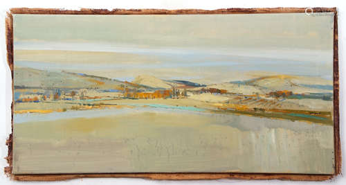 •AR Oscar Goodall, RSW (born 1924) , Extensive landscape, oil on canvas, signed to right hand