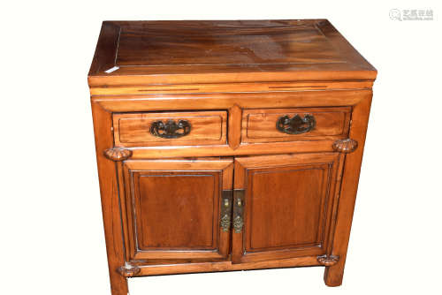 20th century small cupboard with two drawers over two doors in a Chinese style, 80cm wide
