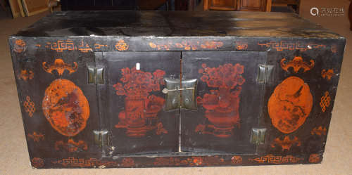 Modern Chinese style cupboard modelled as a trunk with double forward opening doors, 122cm wide