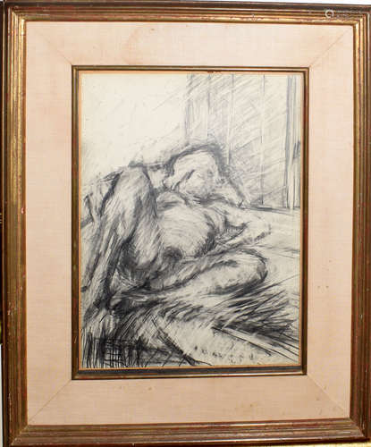 •AR Barry Newis (1939-2017), Reclining figure, charcoal drawing, 38 x 28cm, Provenance: Purchased