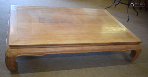 Very large hardwood coffee table, 104cm x 128cm