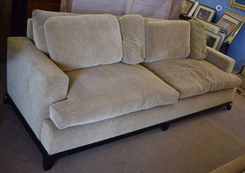 George Smith Ltd large two-seater sofa in beige and brown check upholstery, 258cm wide