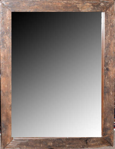 Group of three modern rustic look oak framed mirrors, each mirror 120 x 90cm overall