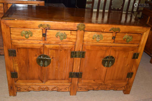 Modern Chinese style sideboard with four drawers over four doors, 145cm wide