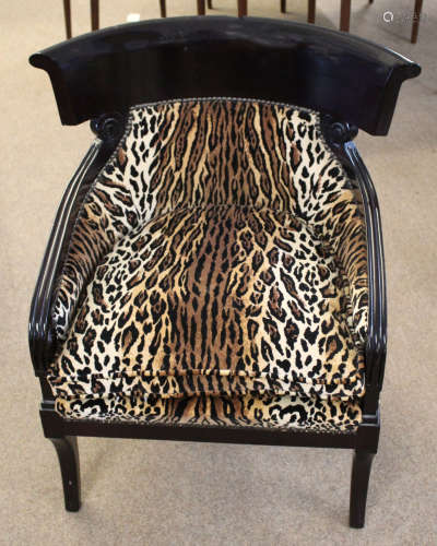 Pair of modern designer tub chairs in leopard print upholstery (2)