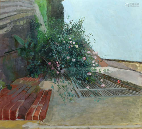 •AR Frederick Dubery (1926-2011), Flowers etc, oil on board, 37 x 37cm, Provenance: Studio Sale -