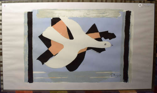 After Georges Braque, Dove, coloured print, 67 x 100cm