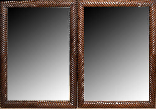 Pair of 20th century hardwood mirrors, 112 x 80cm (2)